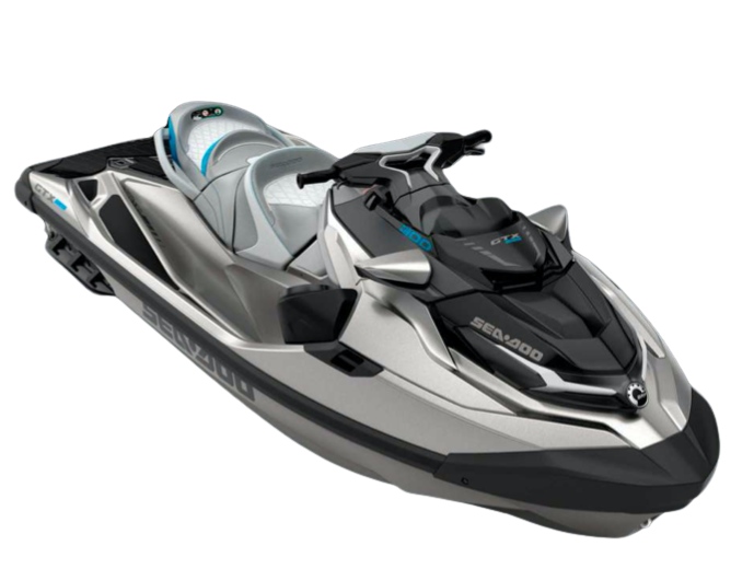 moto-de-agua-sea-doo-gtx-300-ibiza Moto de agua Sea-Doo GTX 300 flotando en el mar frente a la costa de Ibiza, Islas Baleares.