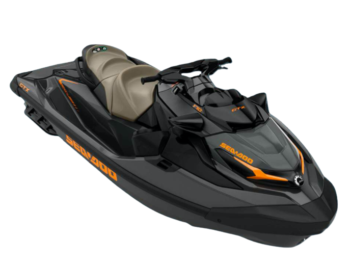 moto-de-agua-sea-doo-gtx-170-ibiza Moto de agua Sea-Doo GTX 170 flotando en el mar frente a la costa de Ibiza, Islas Baleares.