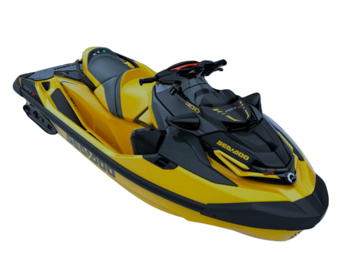 moto-de-agua-sea-doo-rxt-x-rs-300-ibiza Moto de agua Sea-Doo RXT X RS 300 flotando en el mar frente a la costa de Ibiza, Islas Baleares.